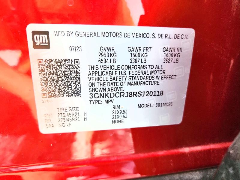 2024 Chevrolet Blazer მანქანა იყიდება აუქციონზე, vin: 3GNKDCRJ8RS120118, აუქციონის ნომერი: 71174936