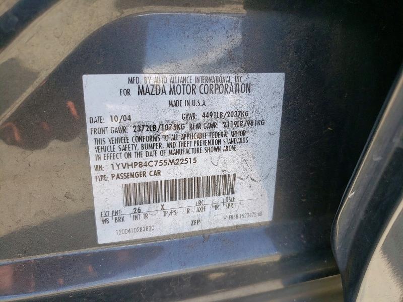 68407726 :رقم المزاد ، 1YVHP84C755M22515 vin ، 2005 Mazda 6 مزاد بيع