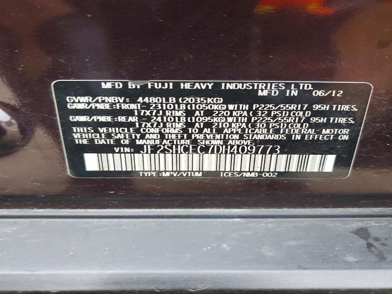 Aukcja sprzedaży 2013 Subaru Forester, vin: JF2SHCEC7DH409773, numer aukcji: 68217376