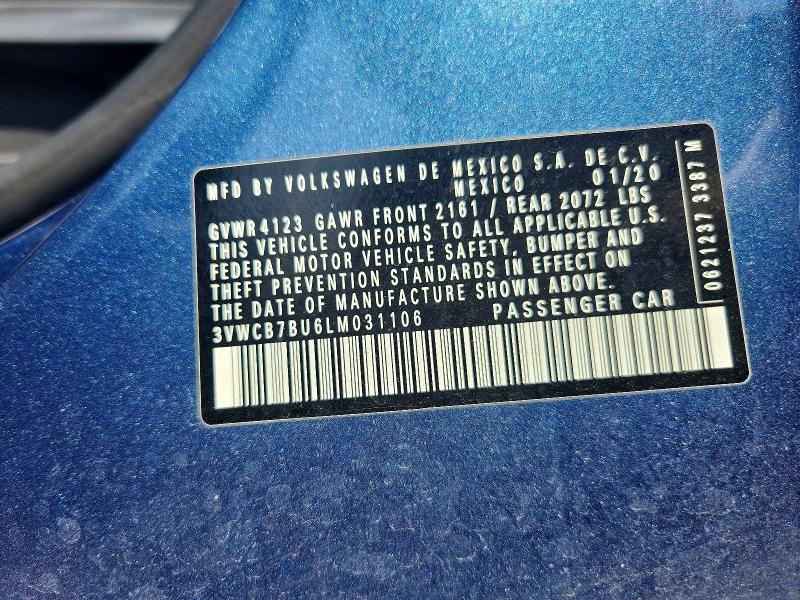 Aukcja sprzedaży 2020 Volkswagen Jetta, vin: 3VWCB7BU6LM031106, numer aukcji: 66812336