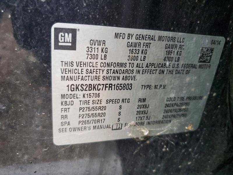 Продаж на аукціоні авто 2015 Gmc Yukon, vin: 1GKS2BKC7FR165803, номер лоту: 68016466