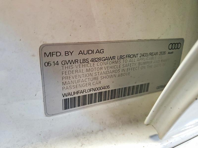 67452726 :رقم المزاد ، WAUHFAFL0FN000405 vin ، 2015 Audi A4 مزاد بيع