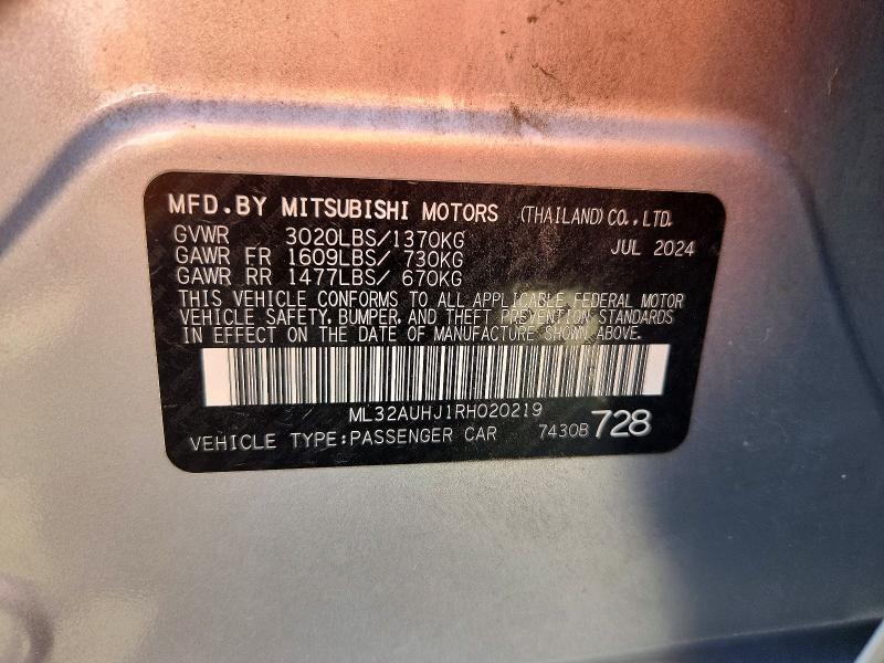 Продажа на аукционе авто 2024 Mitsubishi Mirage, vin: ML32AUHJ1RH020219, номер лота: 69337676
