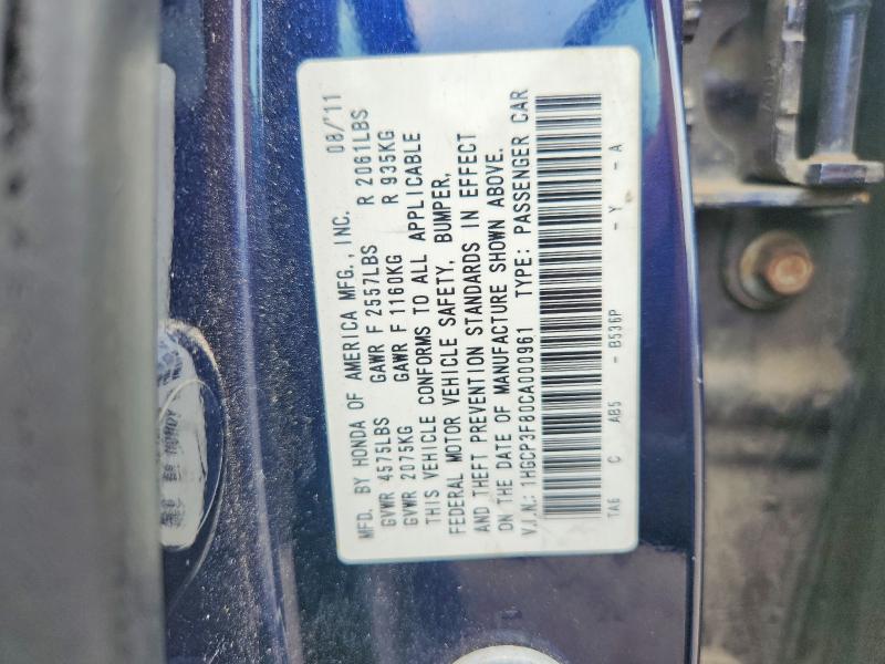 Aukcja sprzedaży 2012 Honda Accord, vin: 1HGCP3F80CA000961, numer aukcji: 67477086