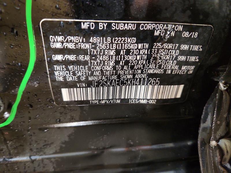 68806226 :رقم المزاد ، JF2SKAEC5KH411265 vin ، 2019 Subaru Forester مزاد بيع