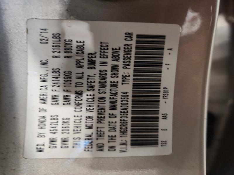 Auction sale of the 2014 Honda Accord, vin: 1HGCR6F35EA003504, lot number: 68969176
