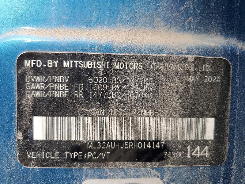 Aukcja sprzedaży 2024 Mitsubishi Mirage, vin: ML32AUHJ5RH014147, numer aukcji: 69557906