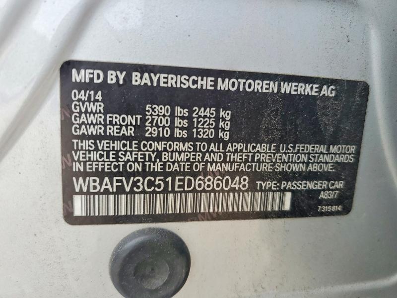 Aukcja sprzedaży 2014 Bmw 535, vin: WBAFV3C51ED686048, numer aukcji: 68650816