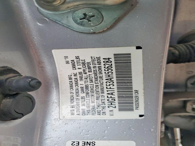 69898656 :رقم المزاد ، 2HGFA1F53AH556284 vin ، 2010 Honda Civic مزاد بيع