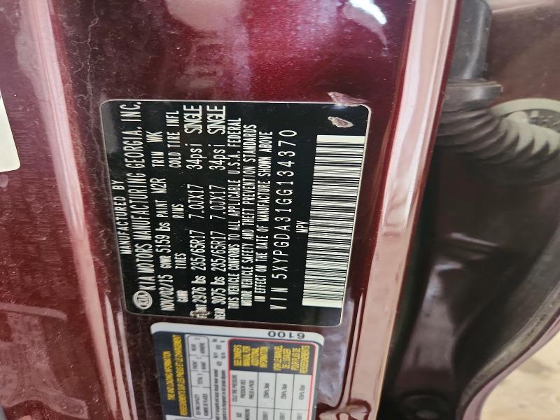 Продаж на аукціоні авто 2016 Kia Sorento, vin: 5XYPGDA31GG134370, номер лоту: 69615496