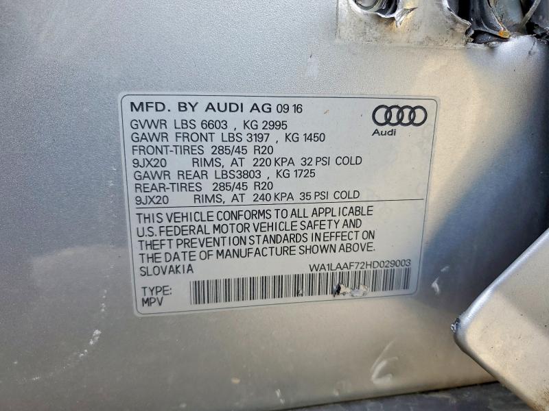 Продажа на аукционе авто 2017 Audi Q7, vin: WA1LAAF72HD029003, номер лота: 70604246