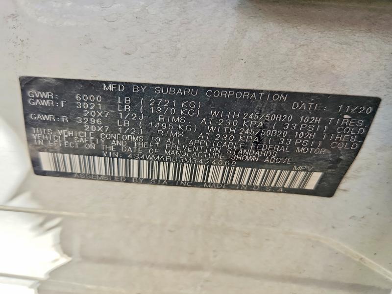 Продаж на аукціоні авто 2021 Subaru Ascent, vin: 4S4WMARD3M3424069, номер лоту: 70695526