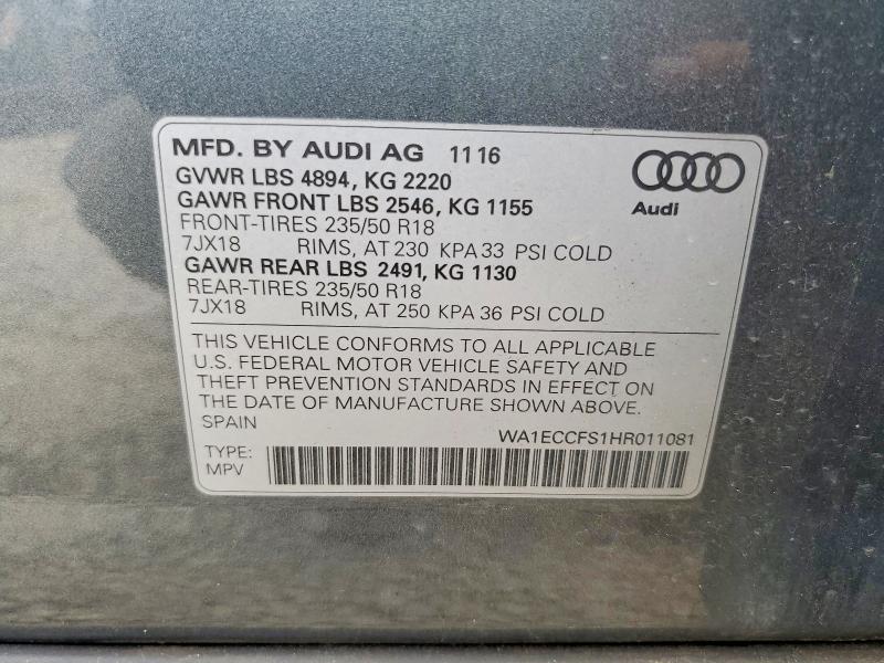Aukcja sprzedaży 2017 Audi Q3, vin: WA1ECCFS1HR011081, numer aukcji: 67709866
