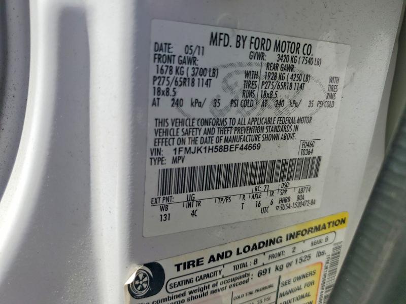 2011 Ford Expedition მანქანა იყიდება აუქციონზე, vin: 1FMJK1H58BEF44669, აუქციონის ნომერი: 68508076