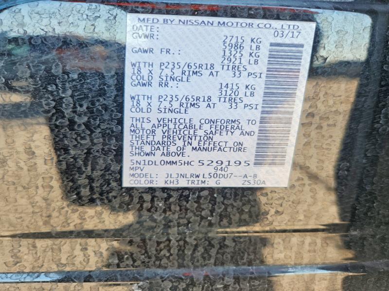 Aukcja sprzedaży 2017 Infiniti Qx60, vin: 5N1DL0MM5HC529195, numer aukcji: 70130876
