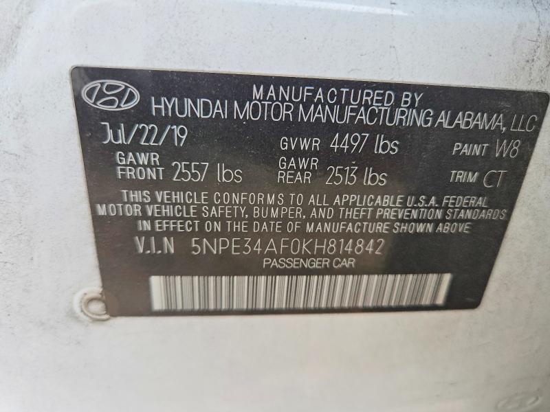 Aukcja sprzedaży 2019 Hyundai Sonata, vin: 5NPE34AF0KH814842, numer aukcji: 68051016