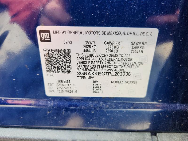 Aukcja sprzedaży 2023 Chevrolet Equinox, vin: 3GNAXKEG7PL203036, numer aukcji: 69347176