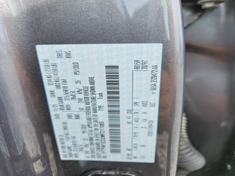 2021 Ford F150 მანქანა იყიდება აუქციონზე, vin: 1FTFW1ED2MFD11085, აუქციონის ნომერი: 68742206