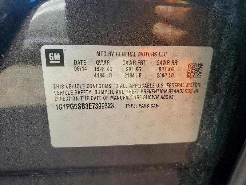 68390116 :رقم المزاد ، 1G1PG5SB3E7399323 vin ، 2014 Chevrolet Cruze مزاد بيع