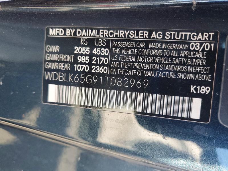 Aukcja sprzedaży 2001 Mercedes-benz Clk, vin: WDBLK65G91T082969, numer aukcji: 67845386