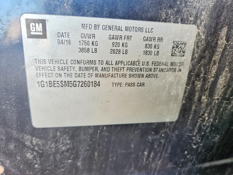 Aukcja sprzedaży 2016 Chevrolet Cruze, vin: 1G1BE5SM5G7260184, numer aukcji: 68131056