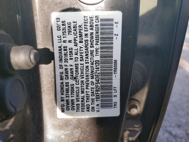 Продаж на аукціоні авто 2013 Honda Civic, vin: 19XFB2F54DE214120, номер лоту: 67742496