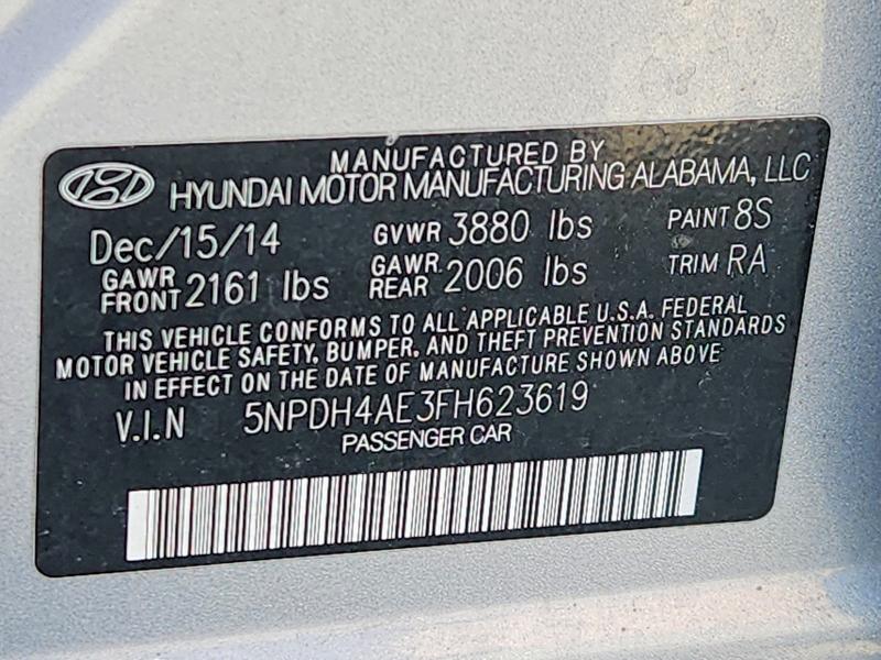 69025166 :رقم المزاد ، 5NPDH4AE3FH623619 vin ، 2015 Hyundai Elantra مزاد بيع