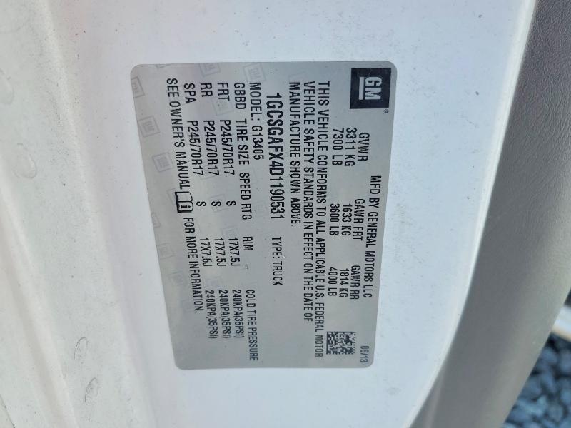 Продаж на аукціоні авто 2013 Chevrolet Express 1500, vin: 1GCSGAFX4D1190531, номер лоту: 67338046