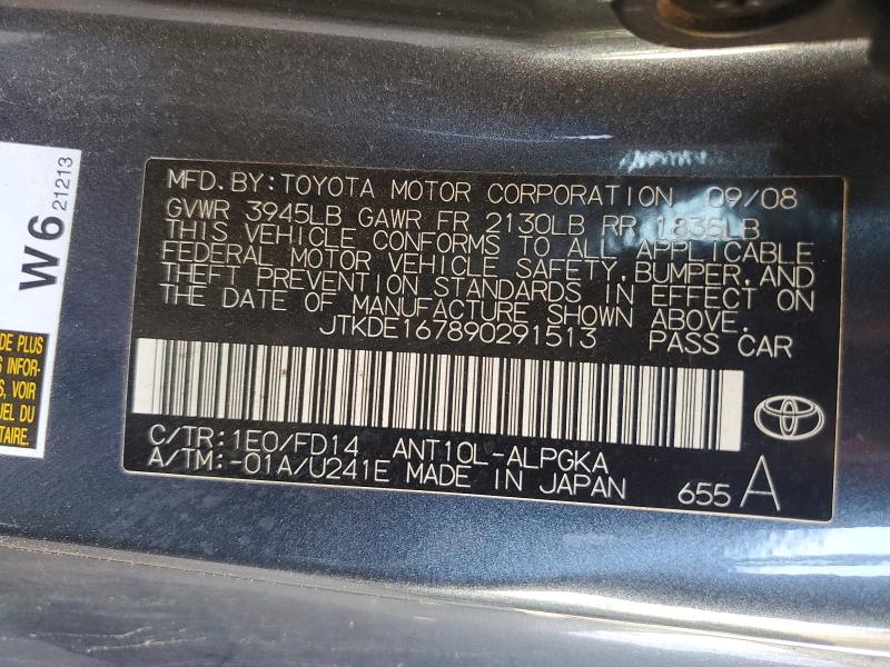 67686686 :رقم المزاد ، JTKDE167890291513 vin ، 2009 Scion Tc مزاد بيع