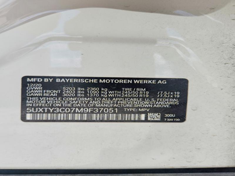 Aukcja sprzedaży 2021 Bmw X3, vin: 5UXTY3C07M9F37051, numer aukcji: 68571586