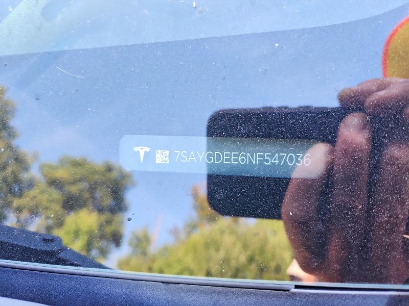 Aukcja sprzedaży 2022 Tesla Model Y, vin: 7SAYGDEE6NF547036, numer aukcji: 67108786