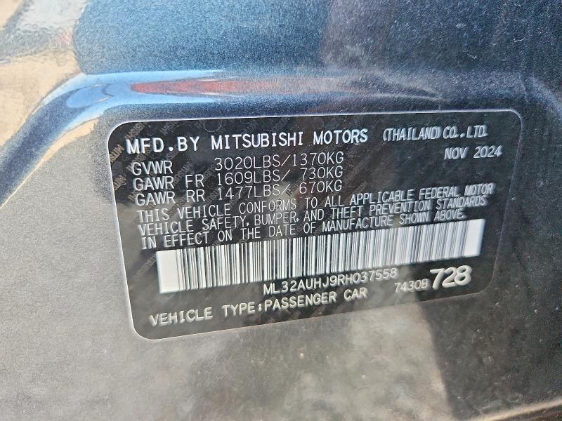 Продаж на аукціоні авто 2024 Mitsubishi Mirage, vin: ML32AUHJ9RH037558, номер лоту: 67287956