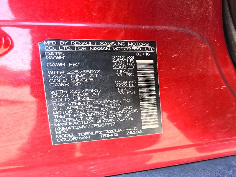 2016 Nissan Rogue მანქანა იყიდება აუქციონზე, vin: KNMAT2MV7GP661717, აუქციონის ნომერი: 68981046