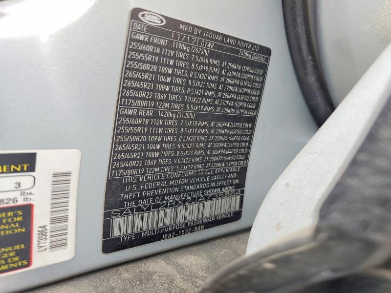 Продаж на аукціоні авто 2018 Land Rover Range Rover Velar, vin: SALYL2RX2JA735864, номер лоту: 68168916