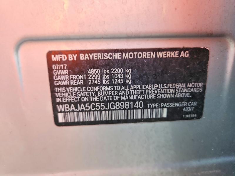 2018 Bmw 530 მანქანა იყიდება აუქციონზე, vin: WBAJA5C55JG898140, აუქციონის ნომერი: 69403046