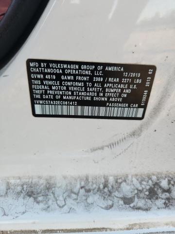 69196416 :رقم المزاد ، 1VWCS7A32EC061412 vin ، 2014 Volkswagen Passat مزاد بيع