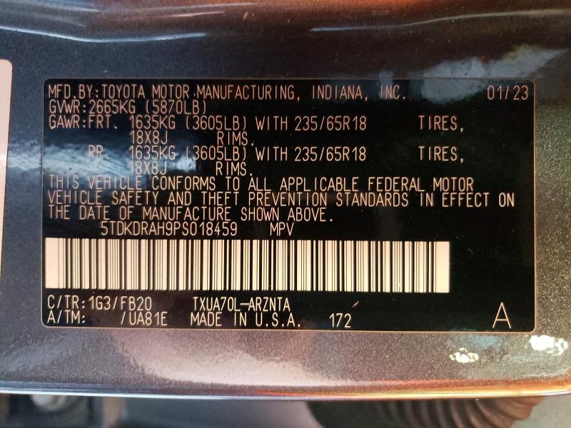 67420406 :رقم المزاد ، 5TDKDRAH9PS018459 vin ، 2023 Toyota Highlander مزاد بيع