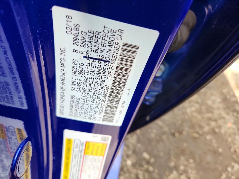 Продажа на аукционе авто 2018 Honda Accord, vin: 1HGCV2F38JA023857, номер лота: 69930706