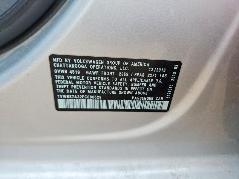 Aukcja sprzedaży 2014 Volkswagen Passat, vin: 1VWBS7A32EC060529, numer aukcji: 68608426