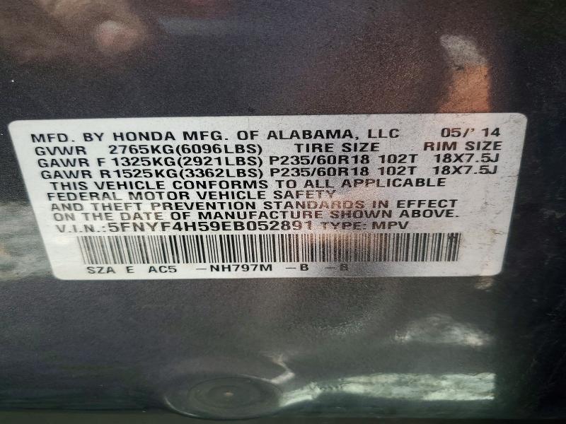 Продажа на аукционе авто 2014 Honda Pilot, vin: 5FNYF4H59EB052891, номер лота: 68851016