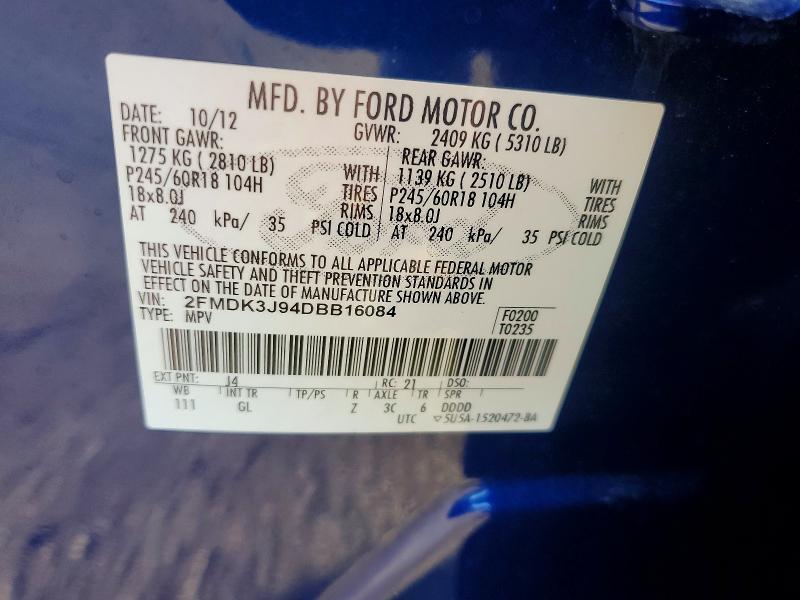Продаж на аукціоні авто 2013 Ford Edge, vin: 2FMDK3J94DBB16084, номер лоту: 69428956