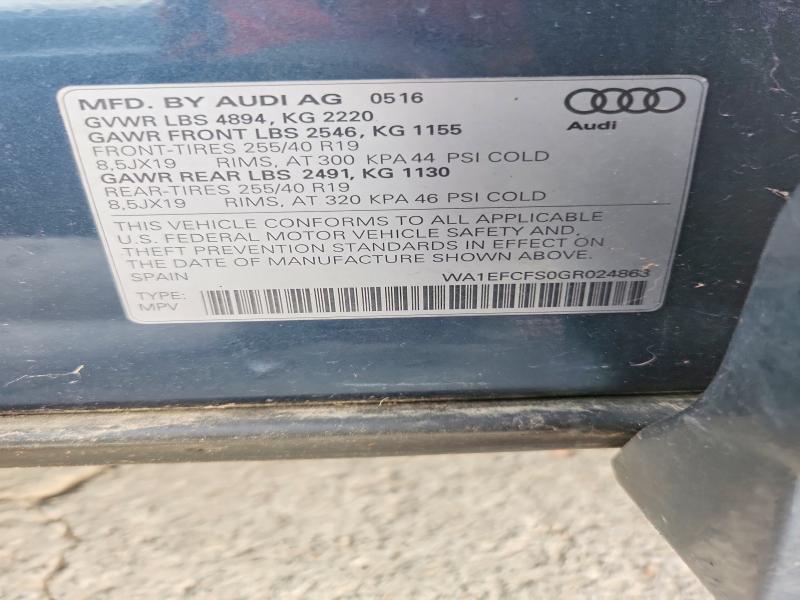 Продаж на аукціоні авто 2016 Audi Q3, vin: WA1EFCFS0GR024863, номер лоту: 69636986