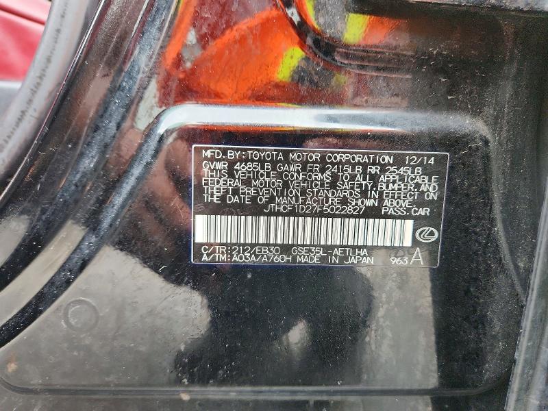 Aukcja sprzedaży 2015 Lexus Is, vin: JTHCF1D27F5022827, numer aukcji: 67412086