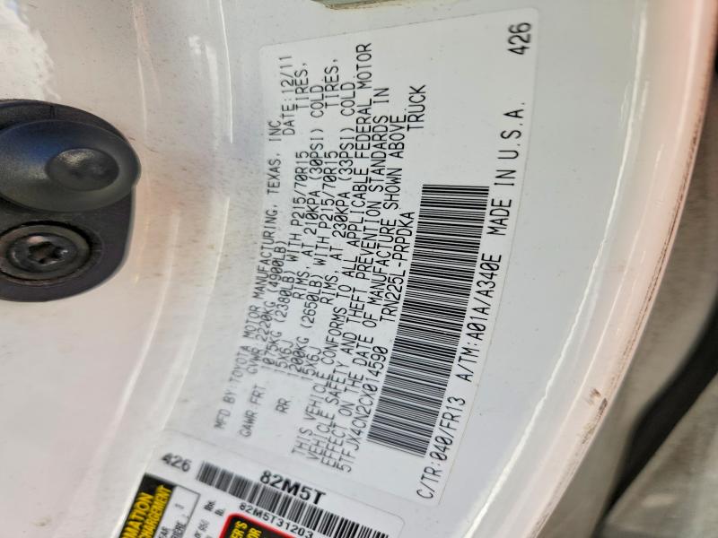 68695156 :رقم المزاد ، 5TFJX4CN2CX014590 vin ، 2012 Toyota Tacoma مزاد بيع