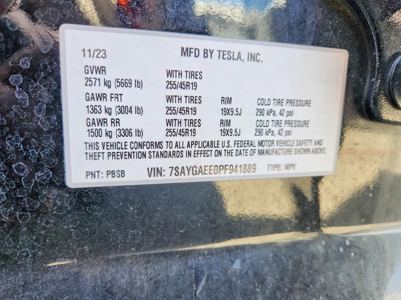 2023 Tesla Model Y მანქანა იყიდება აუქციონზე, vin: 7SAYGAEE0PF941889, აუქციონის ნომერი: 68991136