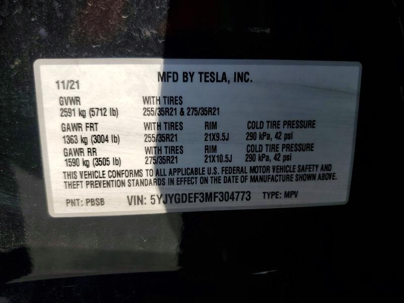 Aukcja sprzedaży 2021 Tesla Model Y, vin: 5YJYGDEF3MF304773, numer aukcji: 68492496
