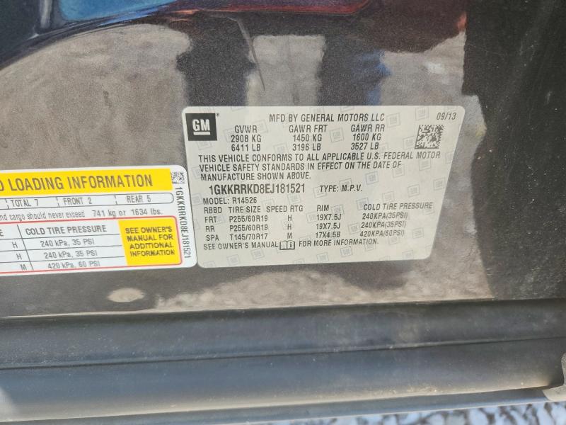 2014 Gmc Acadia მანქანა იყიდება აუქციონზე, vin: 1GKKRRKD8EJ181521, აუქციონის ნომერი: 69310056