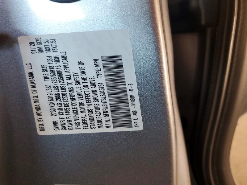 Auction sale of the 2020 Honda Odyssey, vin: 5FNRL6H73LB045734, lot number: 70876406