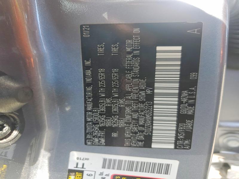 69323996 :رقم المزاد ، 5TDZZRAHXMS052213 vin ، 2021 Toyota Highlander مزاد بيع