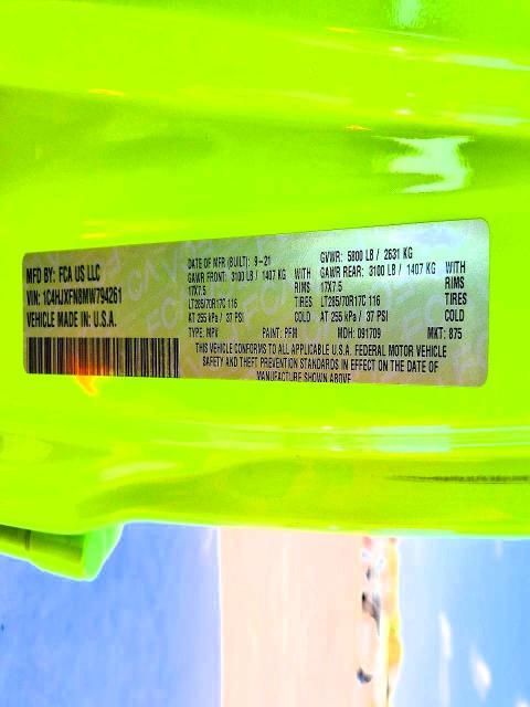 68858556 :رقم المزاد ، 1C4HJXFN8MW794261 vin ، 2021 Jeep Wrangler Unlimited مزاد بيع